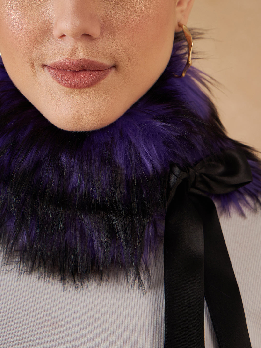 Purple Black Fur Neckpiece