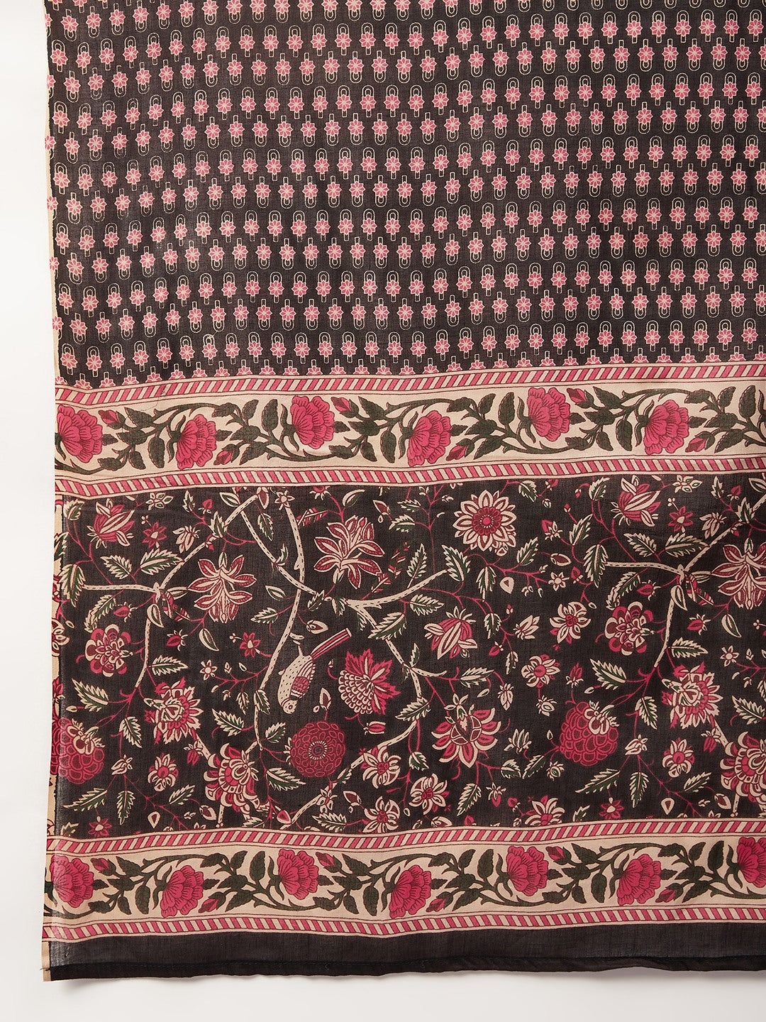 Fuchsia Sleeveless Kurta Set W Black Pink Ethnic Dupatta