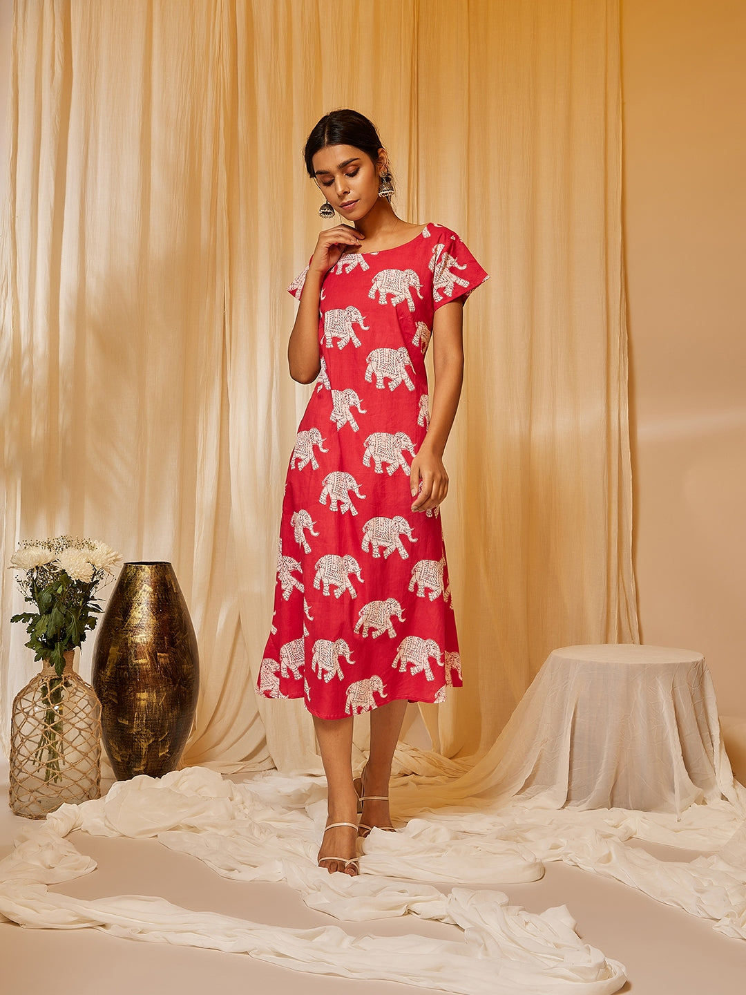 Red Elephant Print Dress