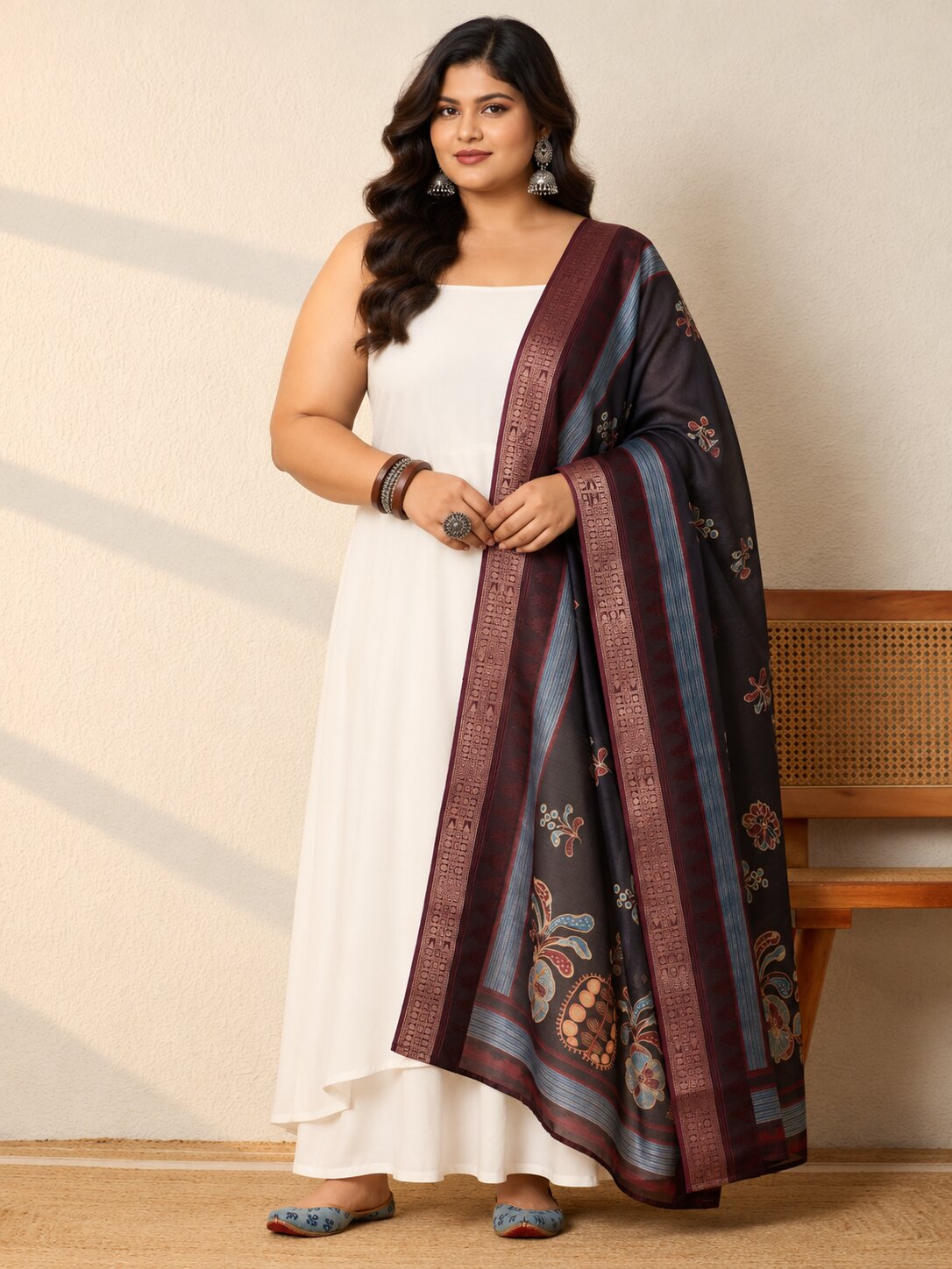 White Kurta Set Mystic Motif Dupatta