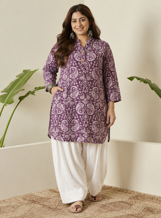Dusty Mauve Paisley Farshi Salwar Set