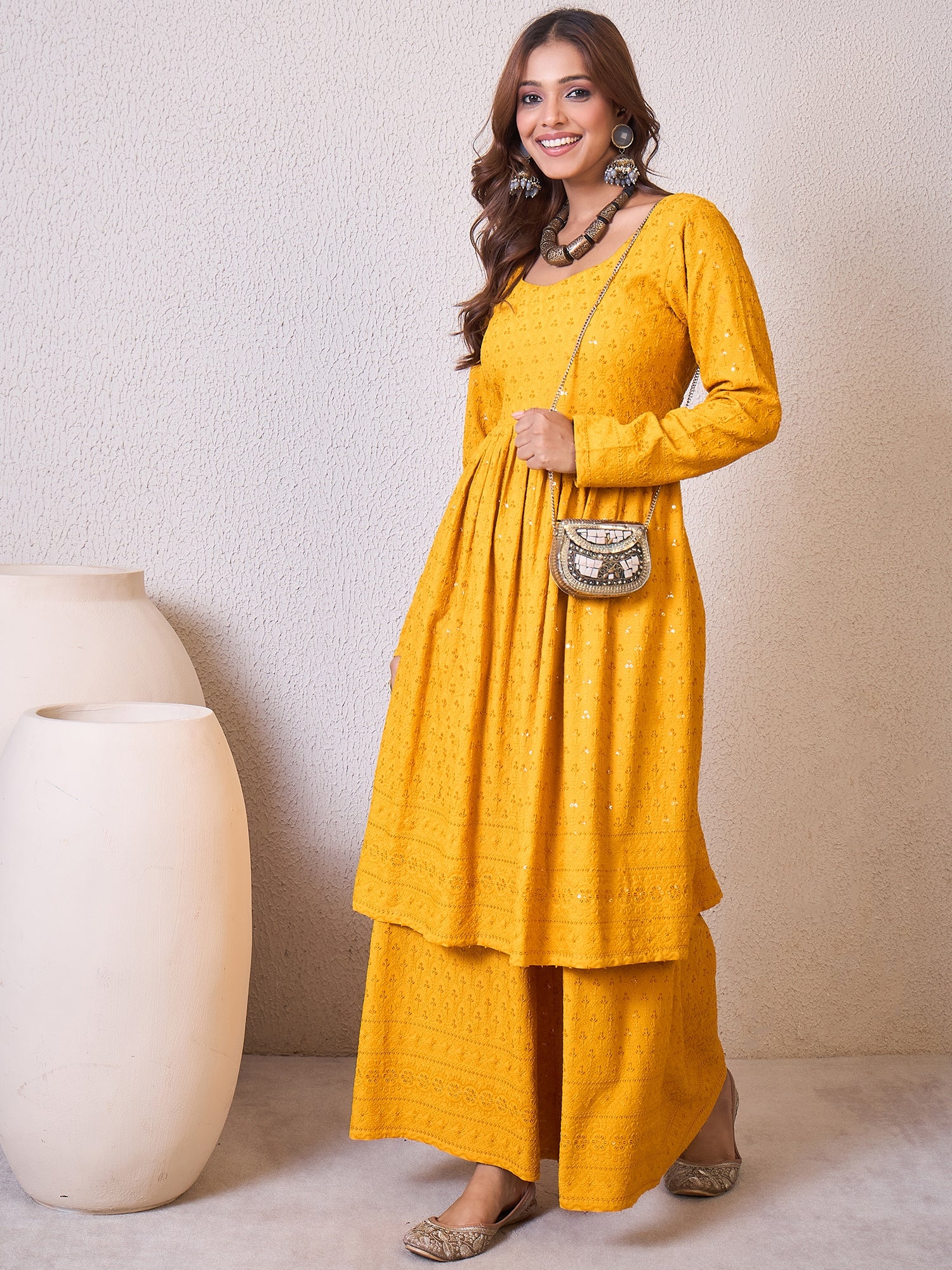 Yellow Chikankari Sweetheart Set