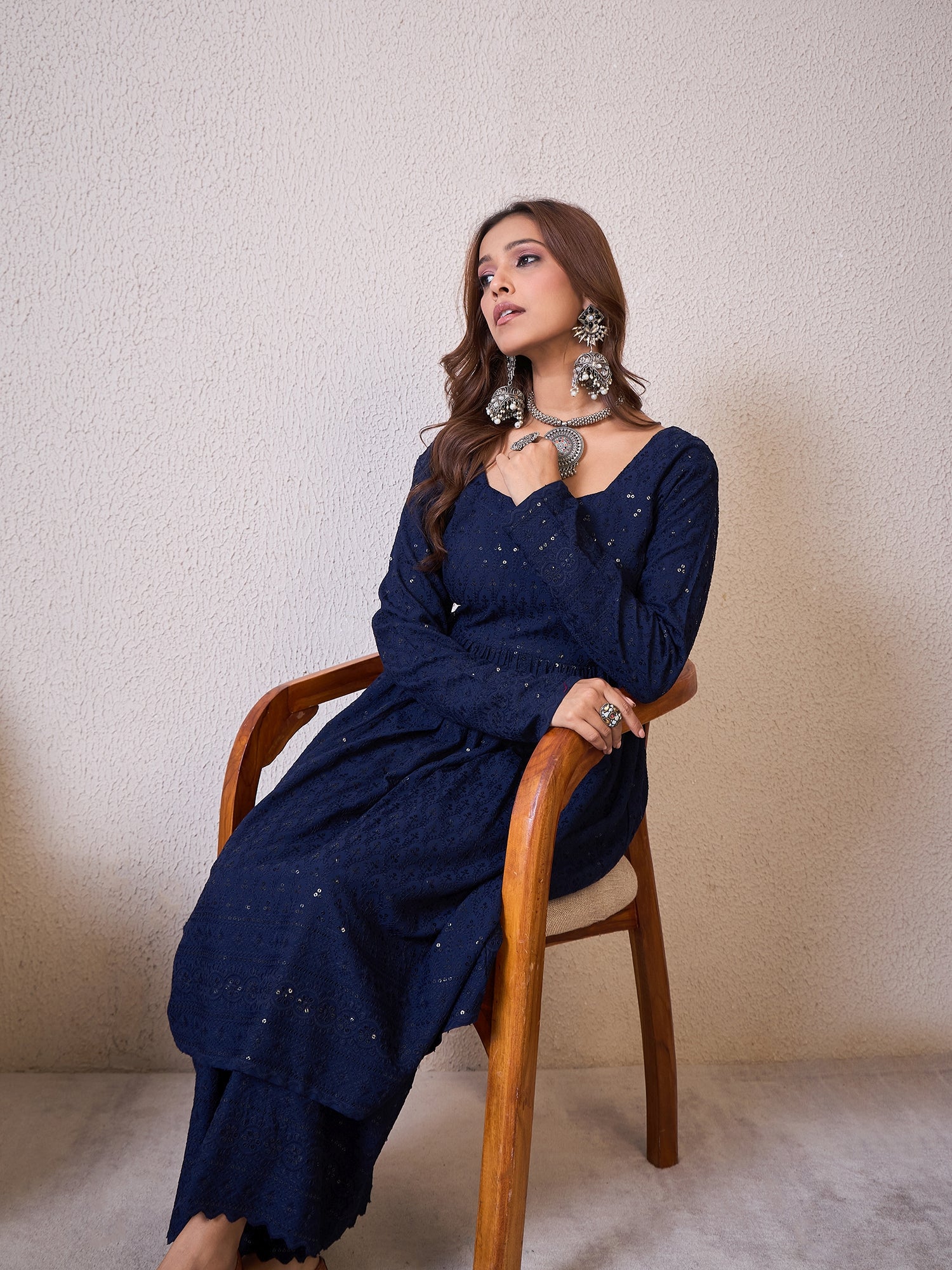 Blue Chikankari Sweetheart Set