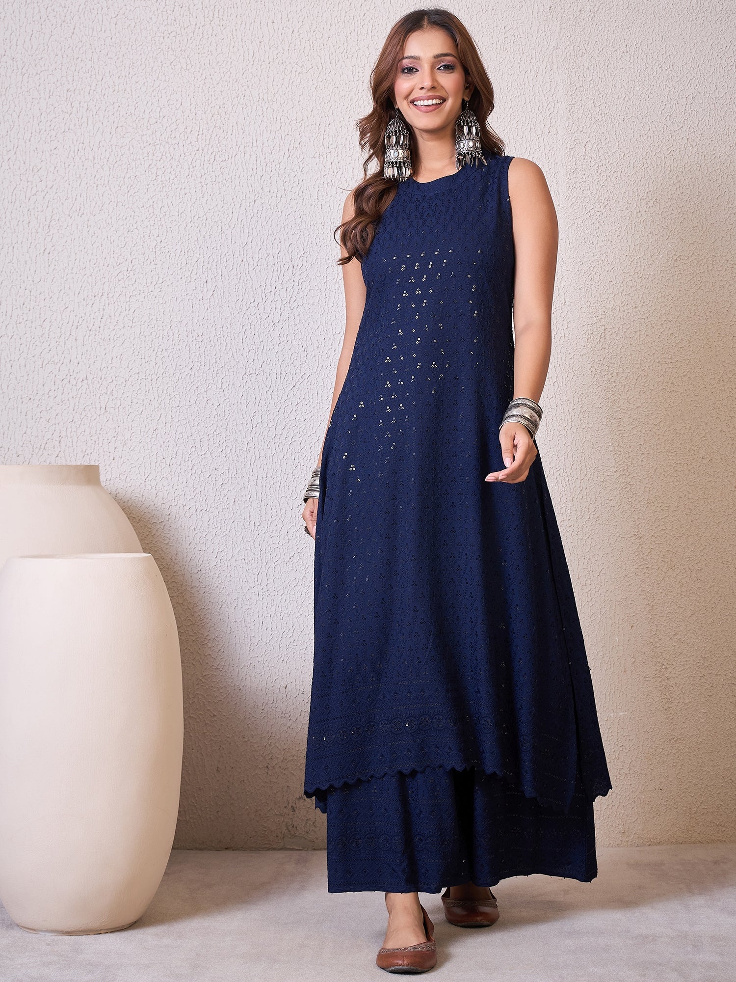 Blue Chikankari Halter Kurta Set