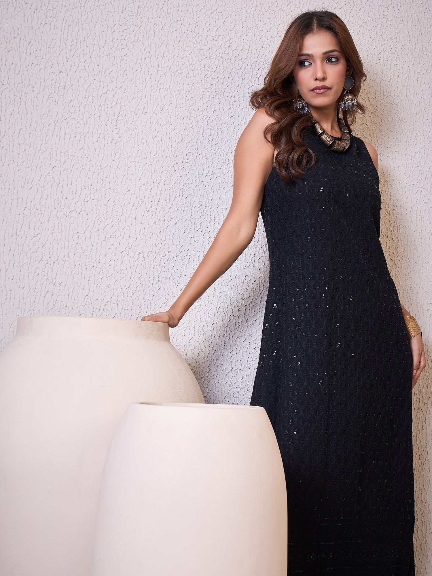 Black Chikankari Halter Kurta Set