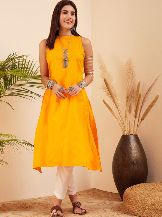 Mustard Halter W/S Kurta