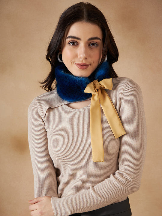 Royal Blue Fur Neckpiece