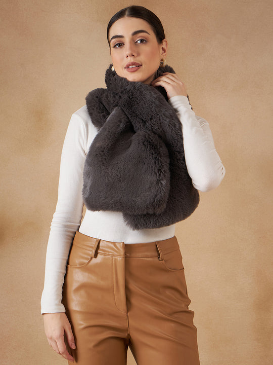 Slaty Grey Faux Fur Neck Warmer