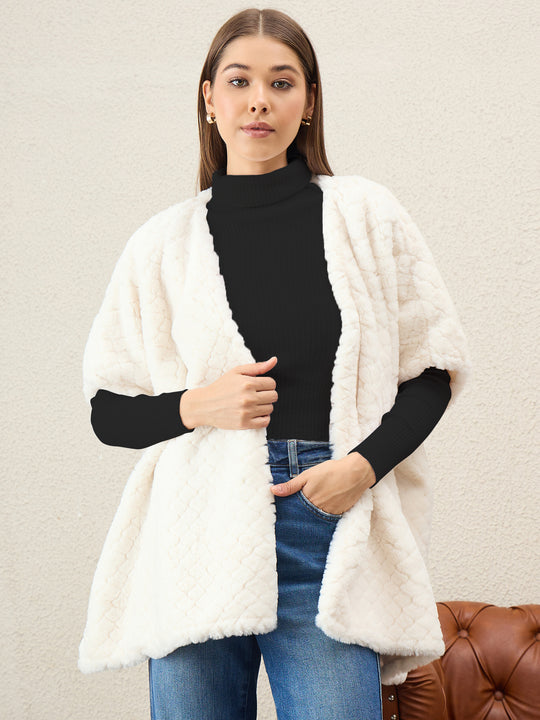 White Texture Fur Shrug