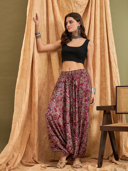 Burgundy Big Jaal Harem Pant