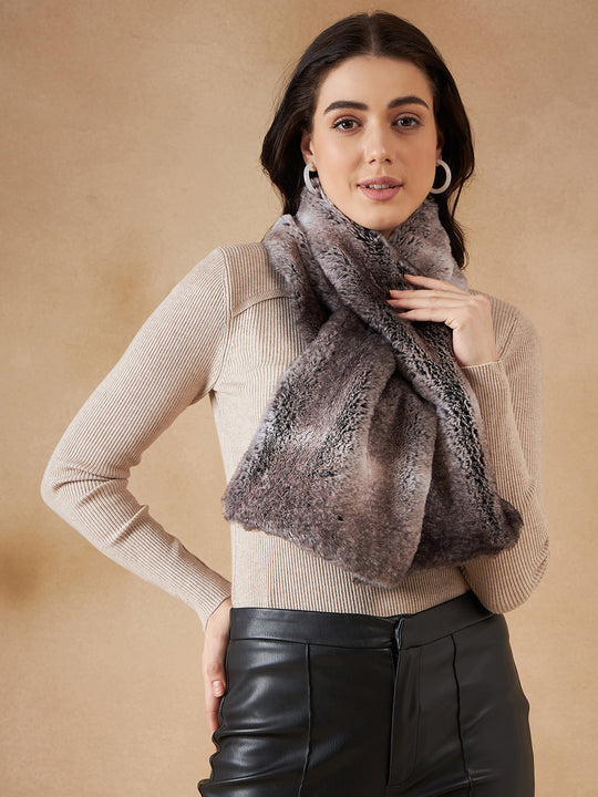 Dark Grey Double Shade Faux Fur Neck Warmer