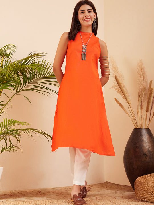 Orange Halter W/S Kurta