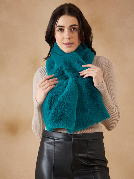 Cyan Blue Faux Fur Neck Warmer