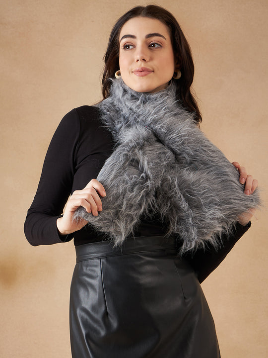 Light Grey Faux Fur Neck Warmer