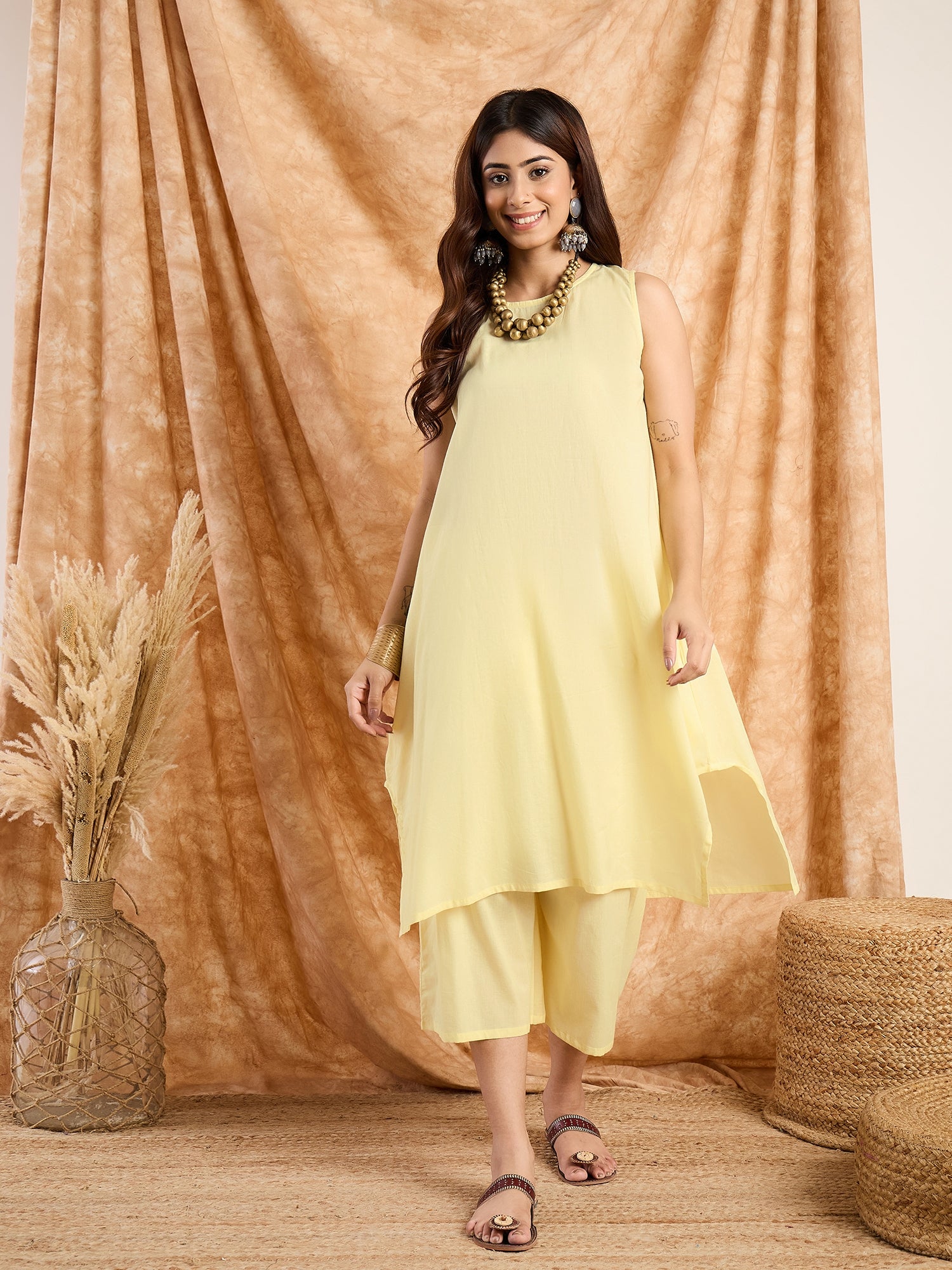 Light Yellow Pastel Kurta Set