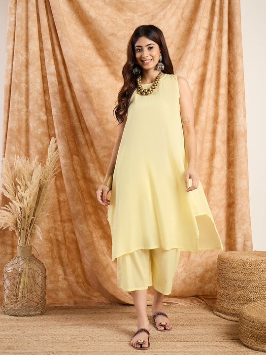 Light Yellow Pastel Kurta Set