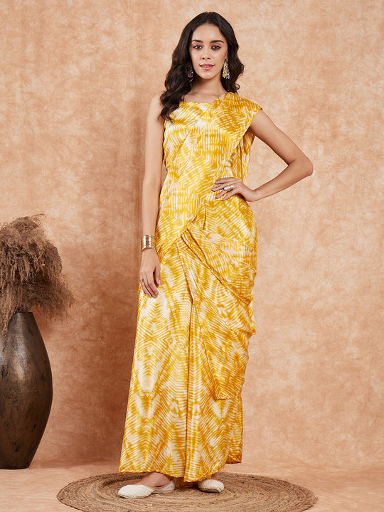Yellow& White Lehariya Palazzo Saree