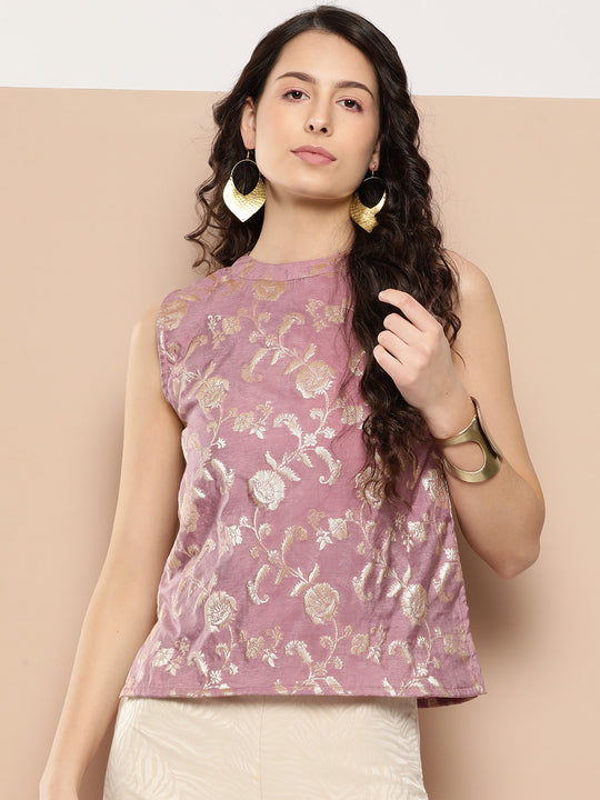 Mauve Brocade Halter Top