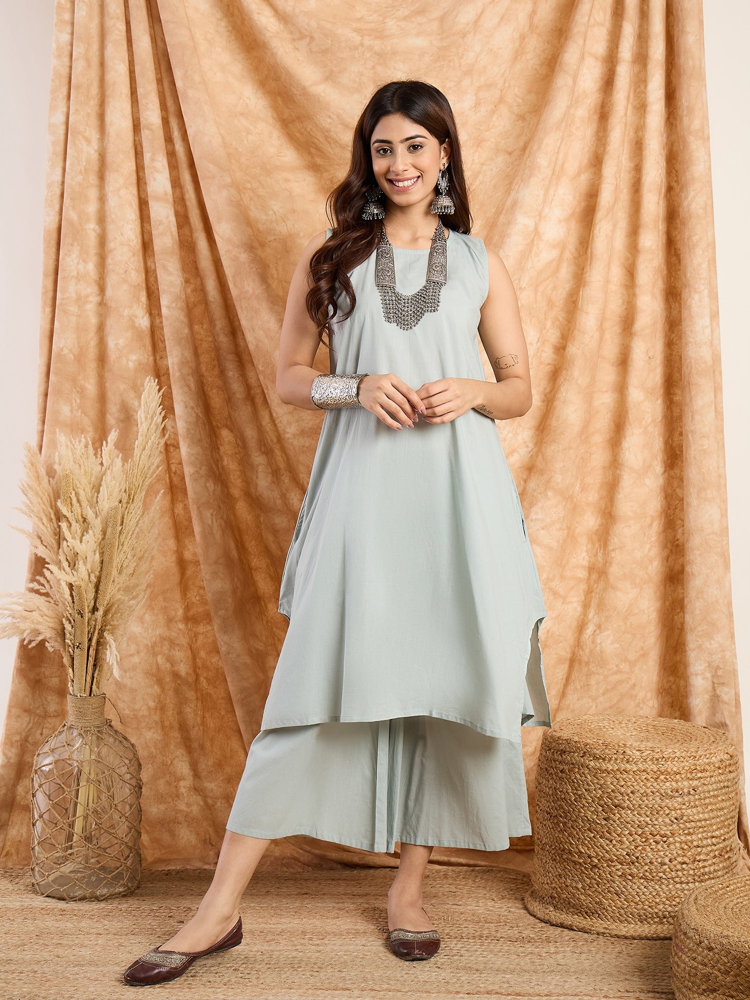 Steel Blue Kurta Set