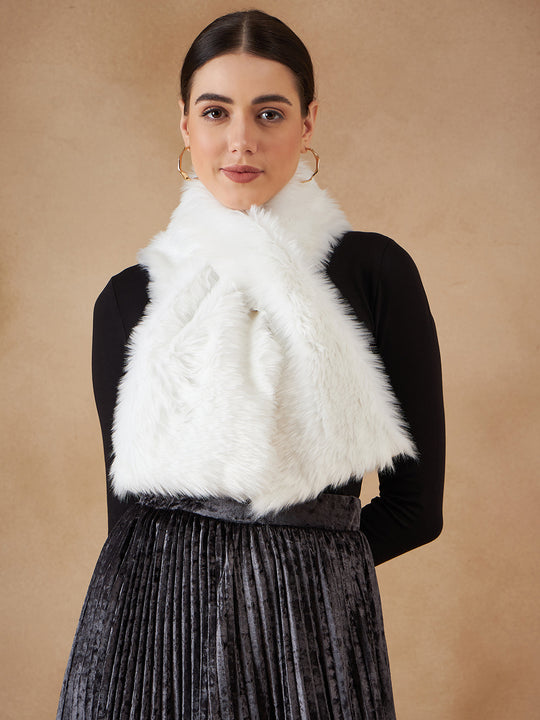 Pure White Faux Fur Neck Warmer