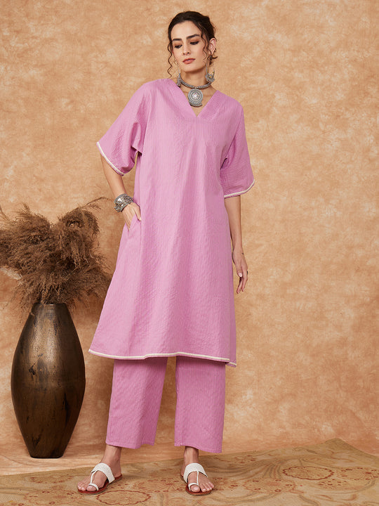 Mauve Kimono Sleeve Kurta Set