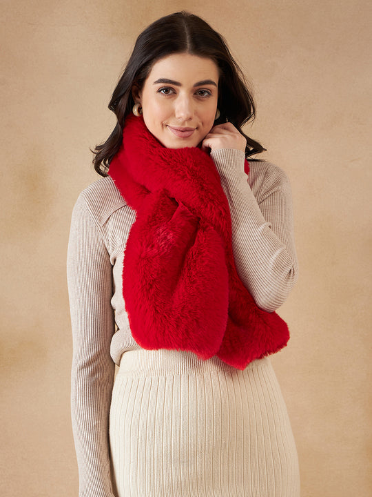 Cherry Red Faux Fur Neck Warmer