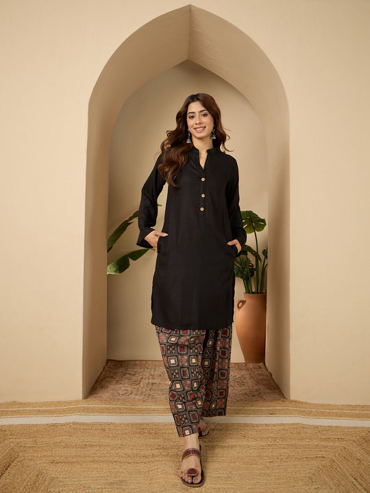 Black Kurta Black Rust Ethnic Salwar Set