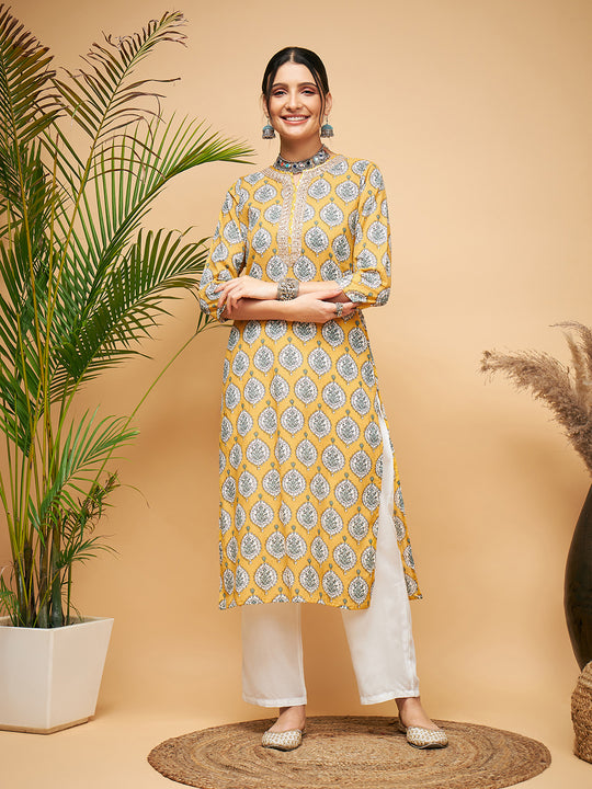 SUNSET BOOTA PRINT GOTA STRAIGHT KURTA