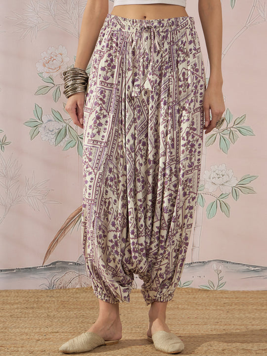 MAUVE ETHNIC WINDOW HAREM PANT