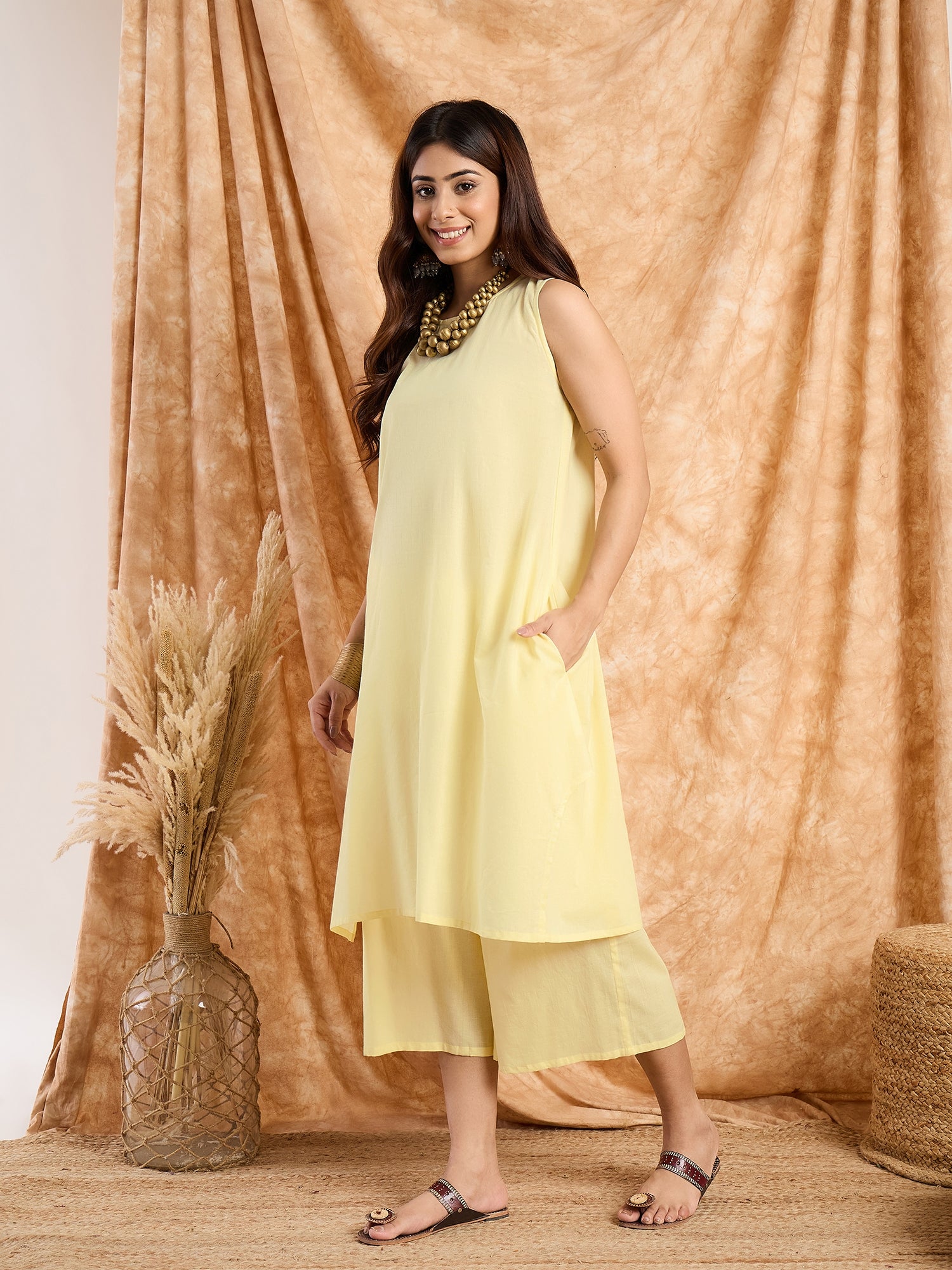 Light Yellow Pastel Kurta Set