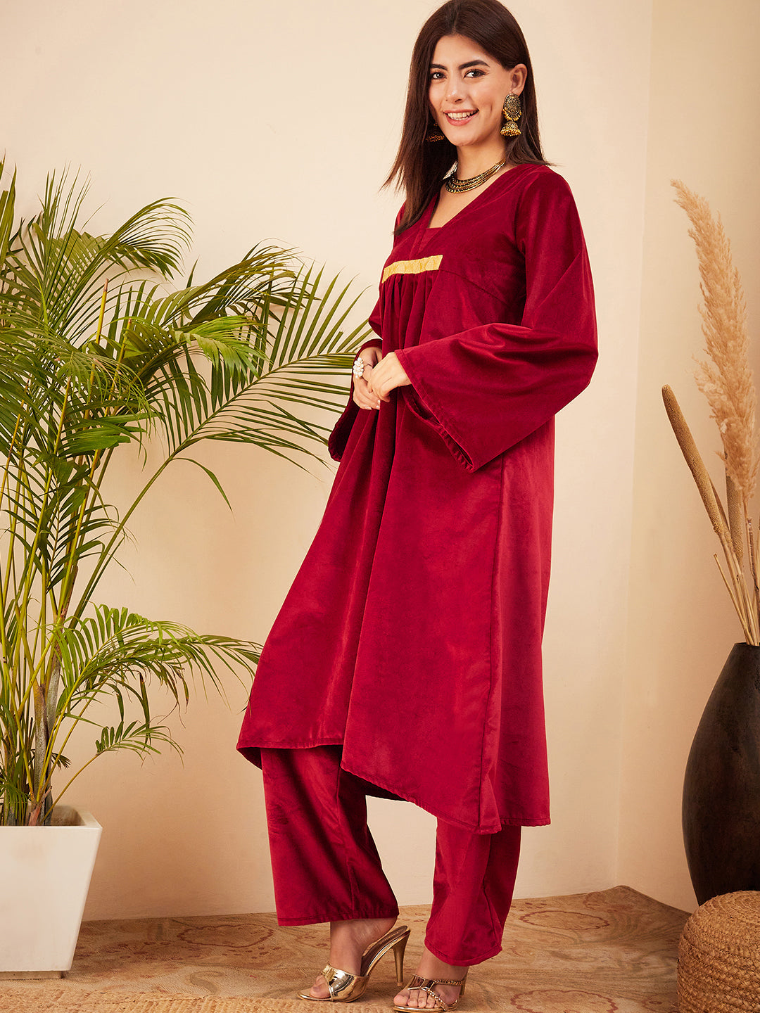 Chandrakala Royal Velvet Kurta Set