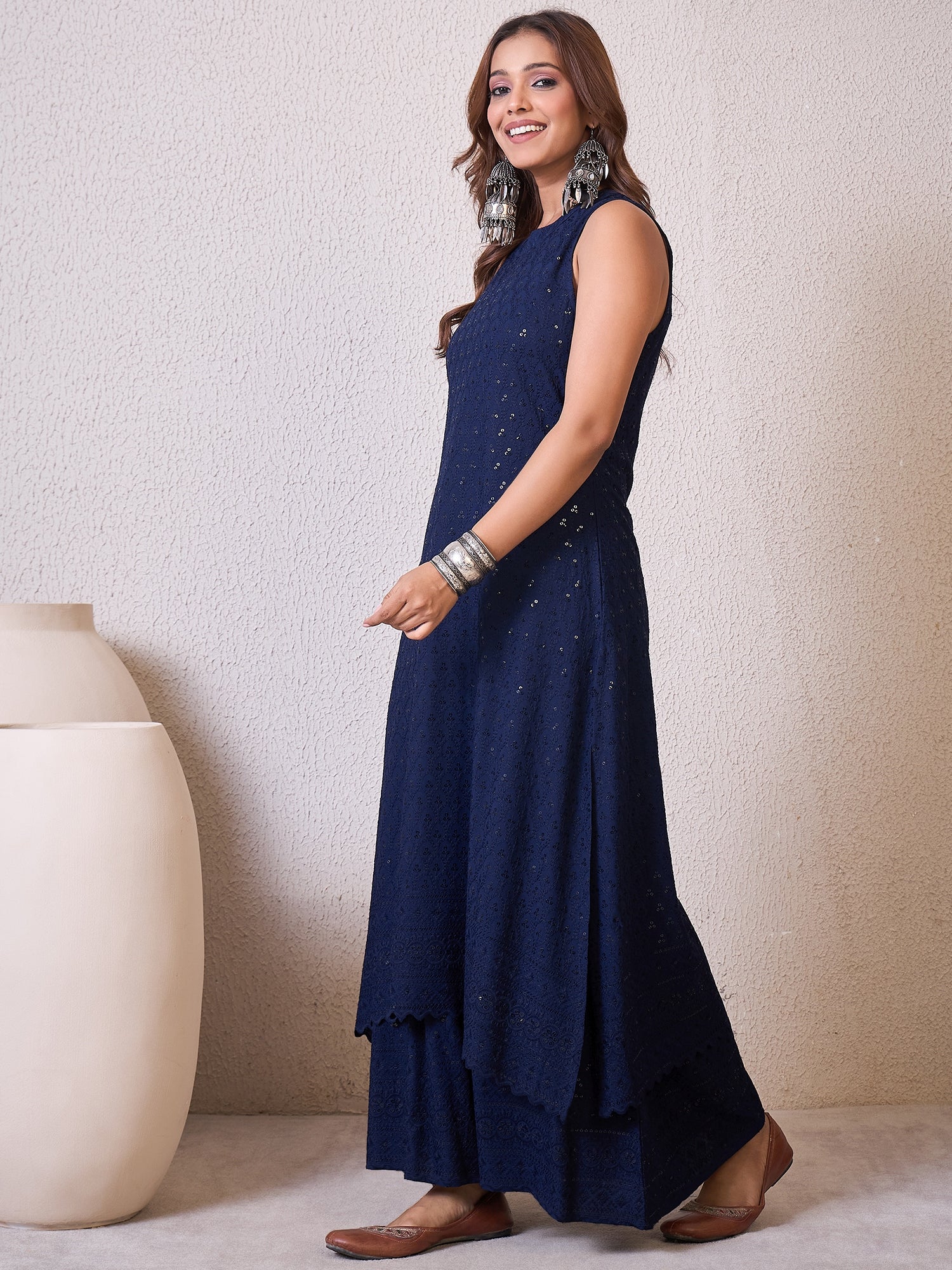 Blue Chikankari Halter Kurta Set