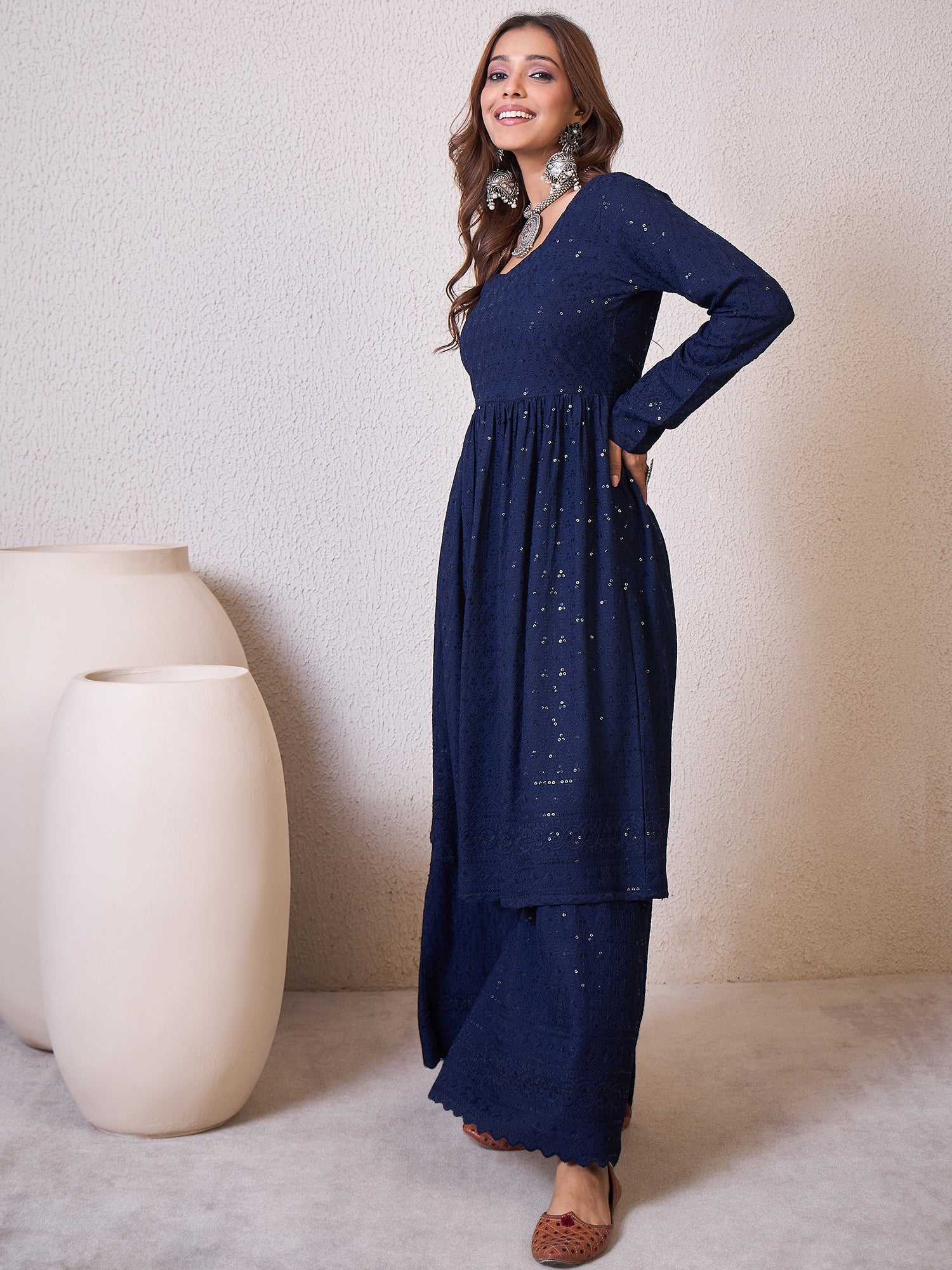 Blue Chikankari Sweetheart Set