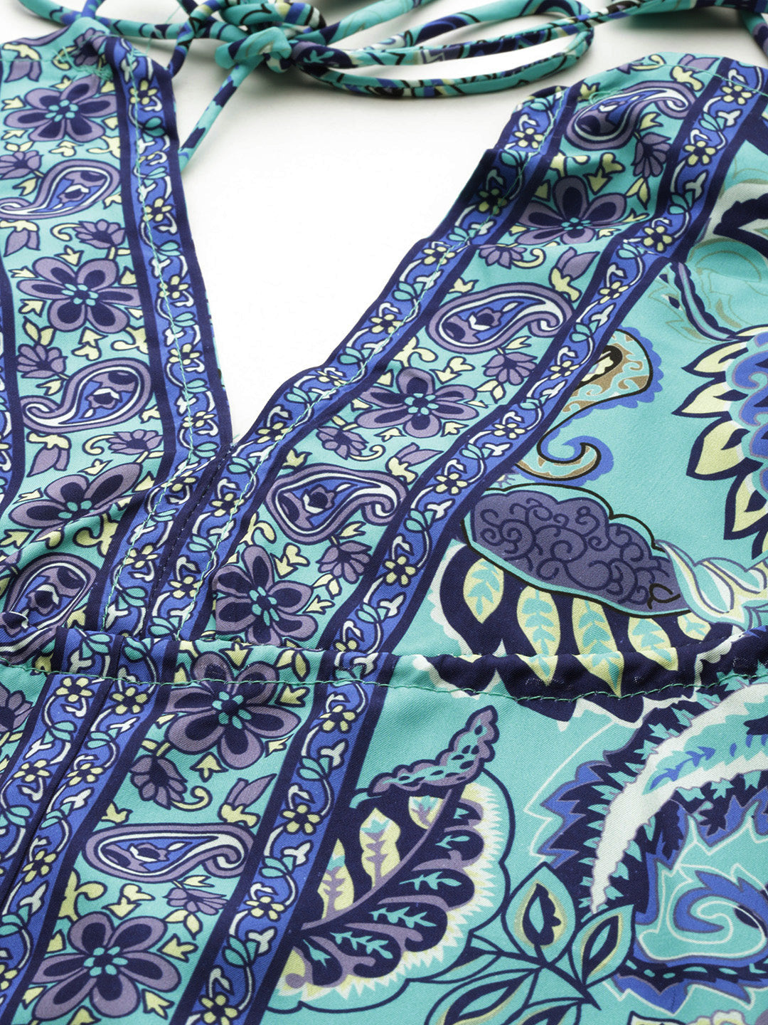 Arctic Blue Camelia Print Back Detail Long Dress