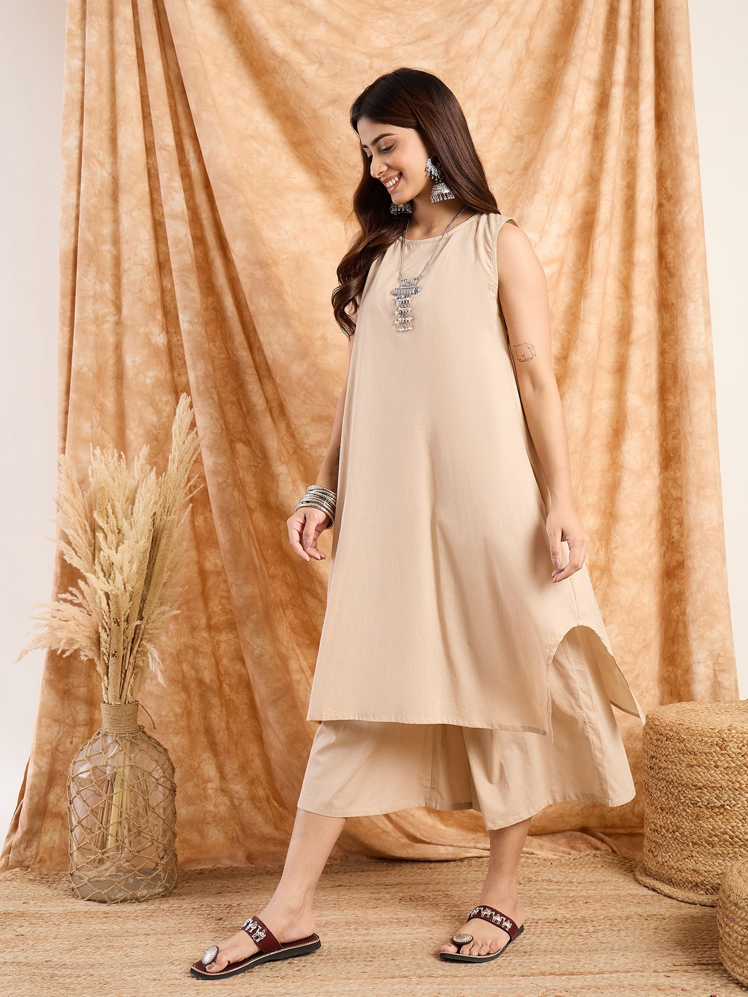 Beige Pastel Kurta Set