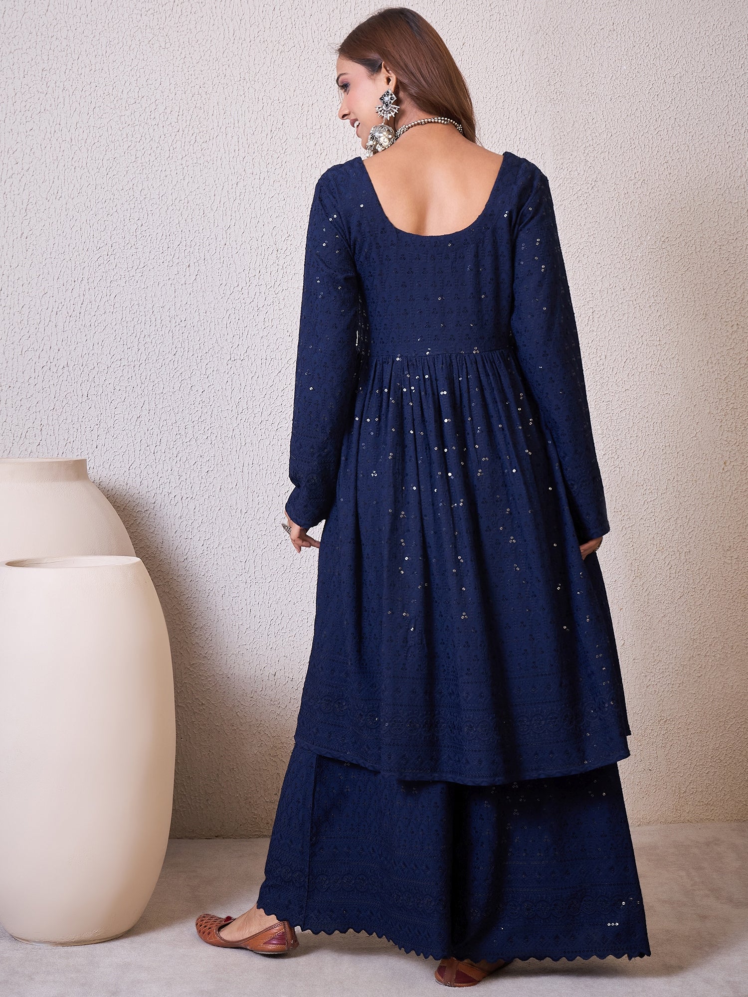 Blue Chikankari Sweetheart Set