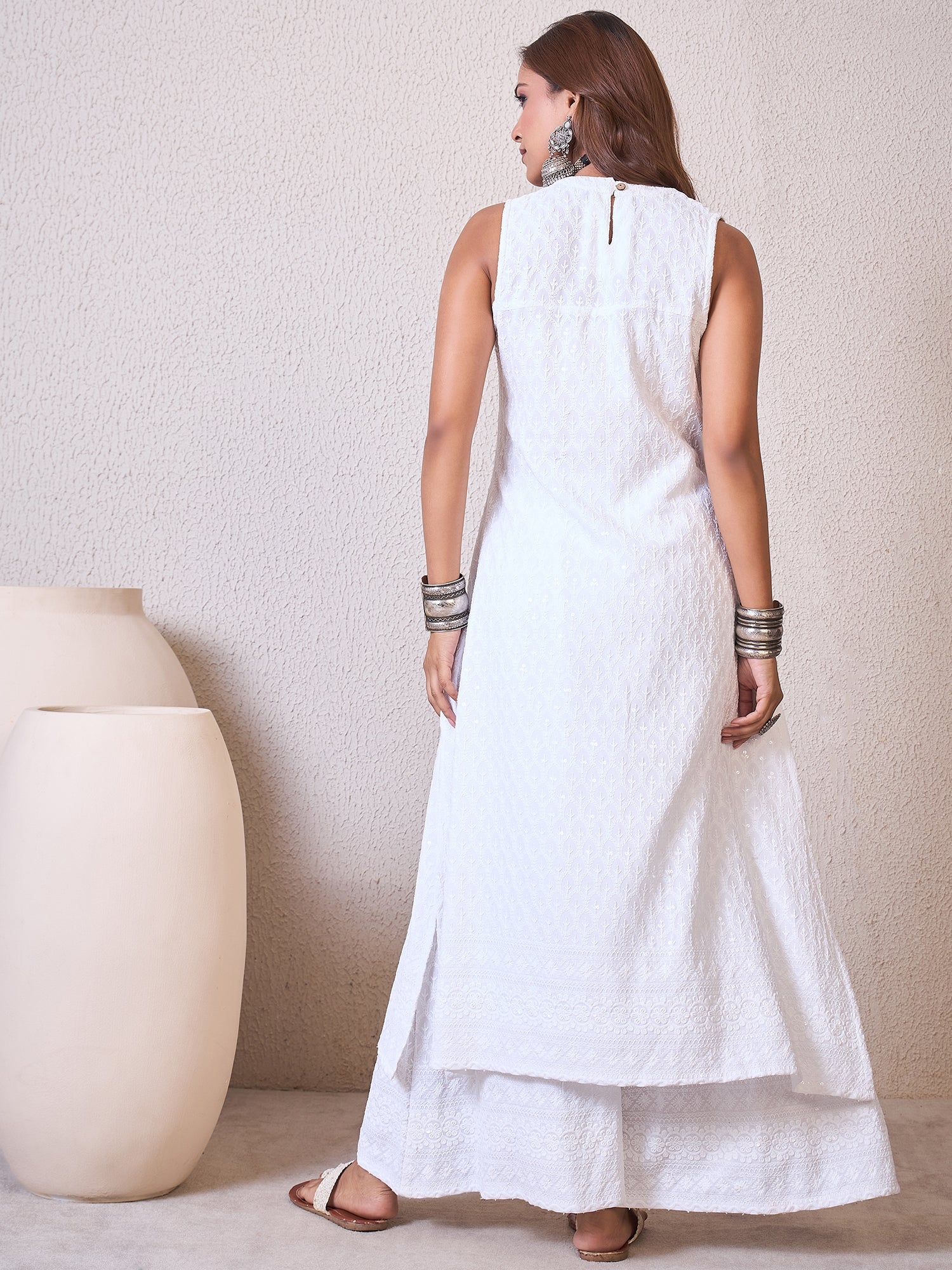 White Chikankari Halter Kurta Set