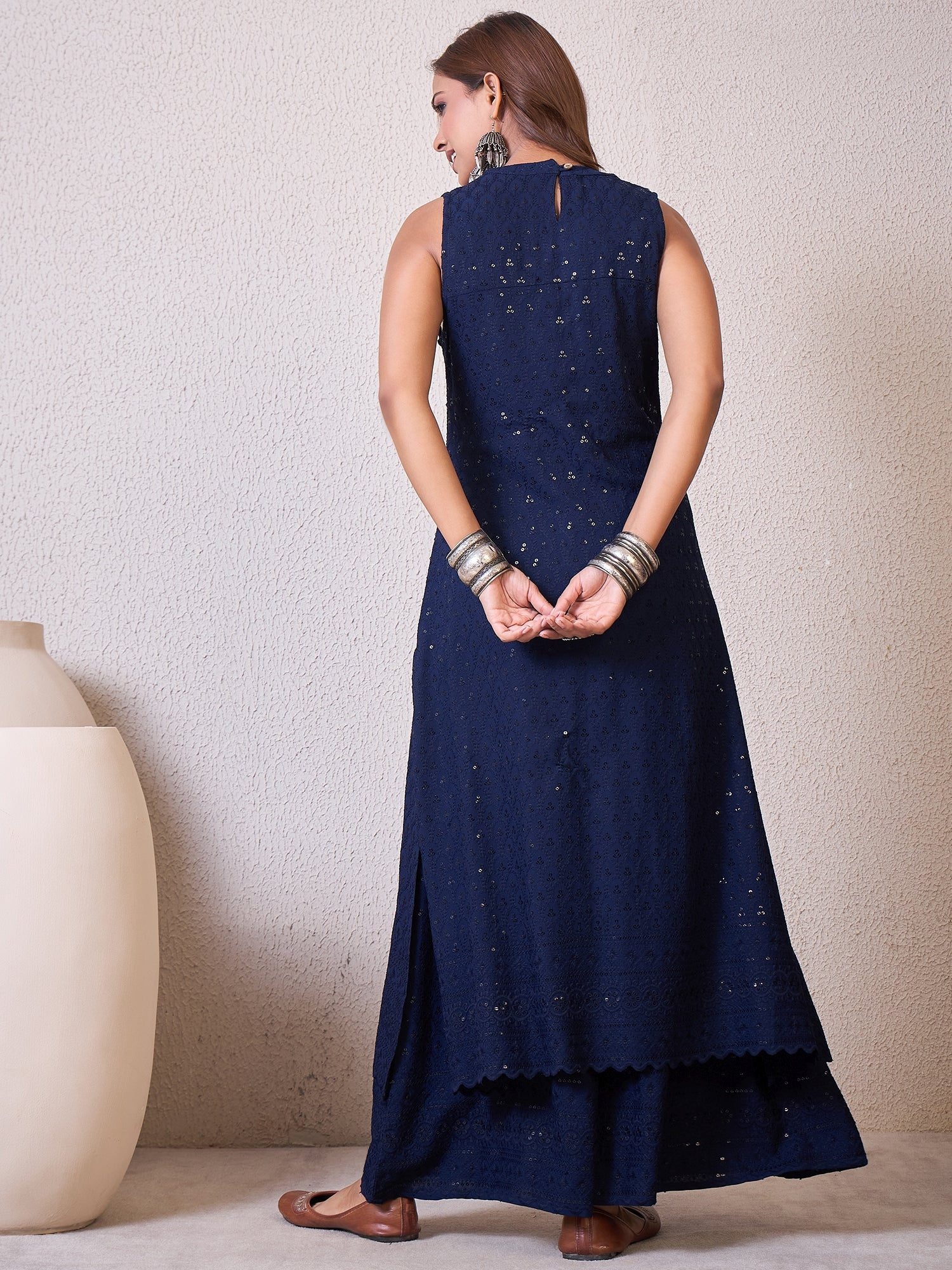 Blue Chikankari Halter Kurta Set