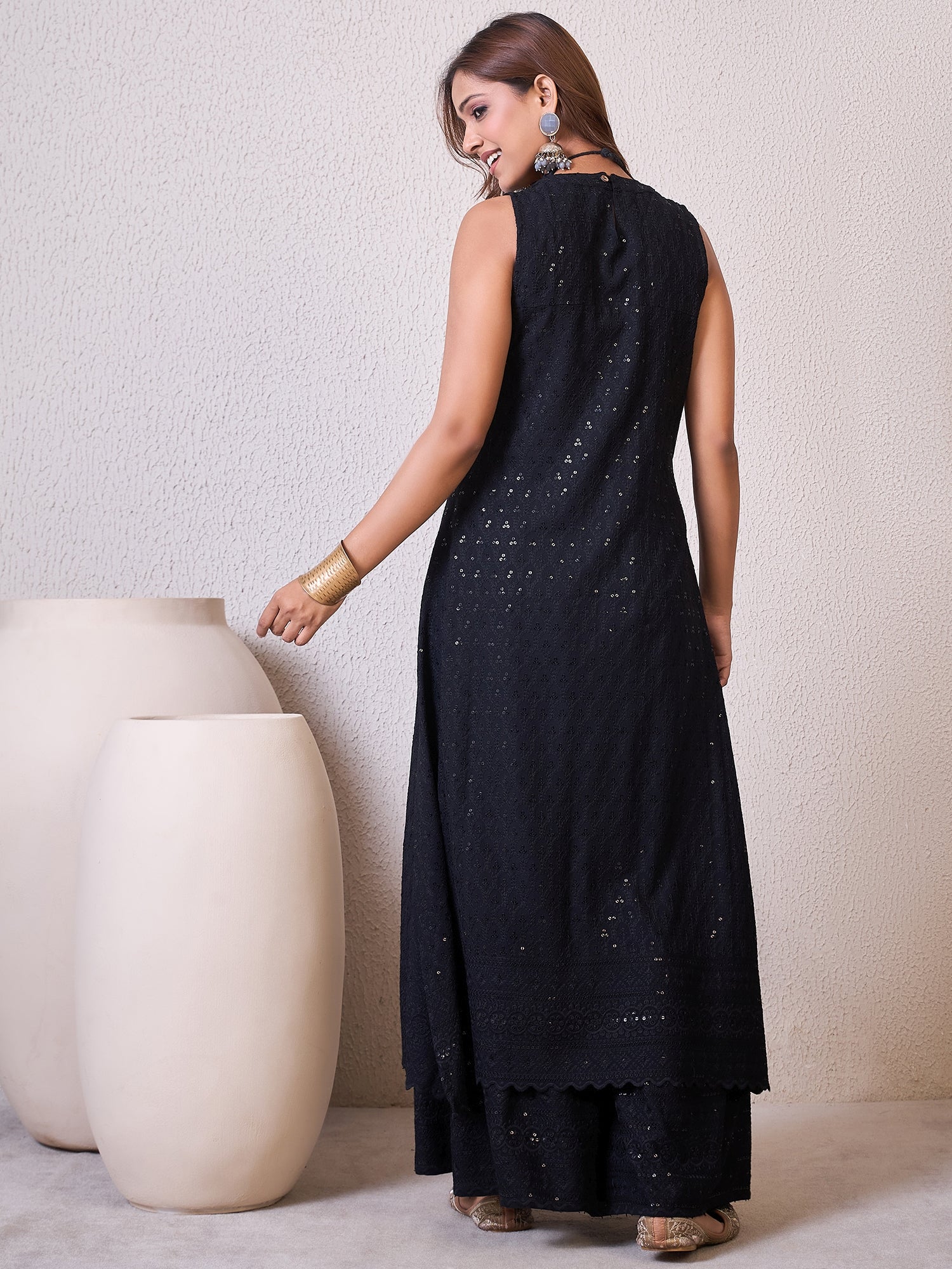 Black Chikankari Halter Kurta Set