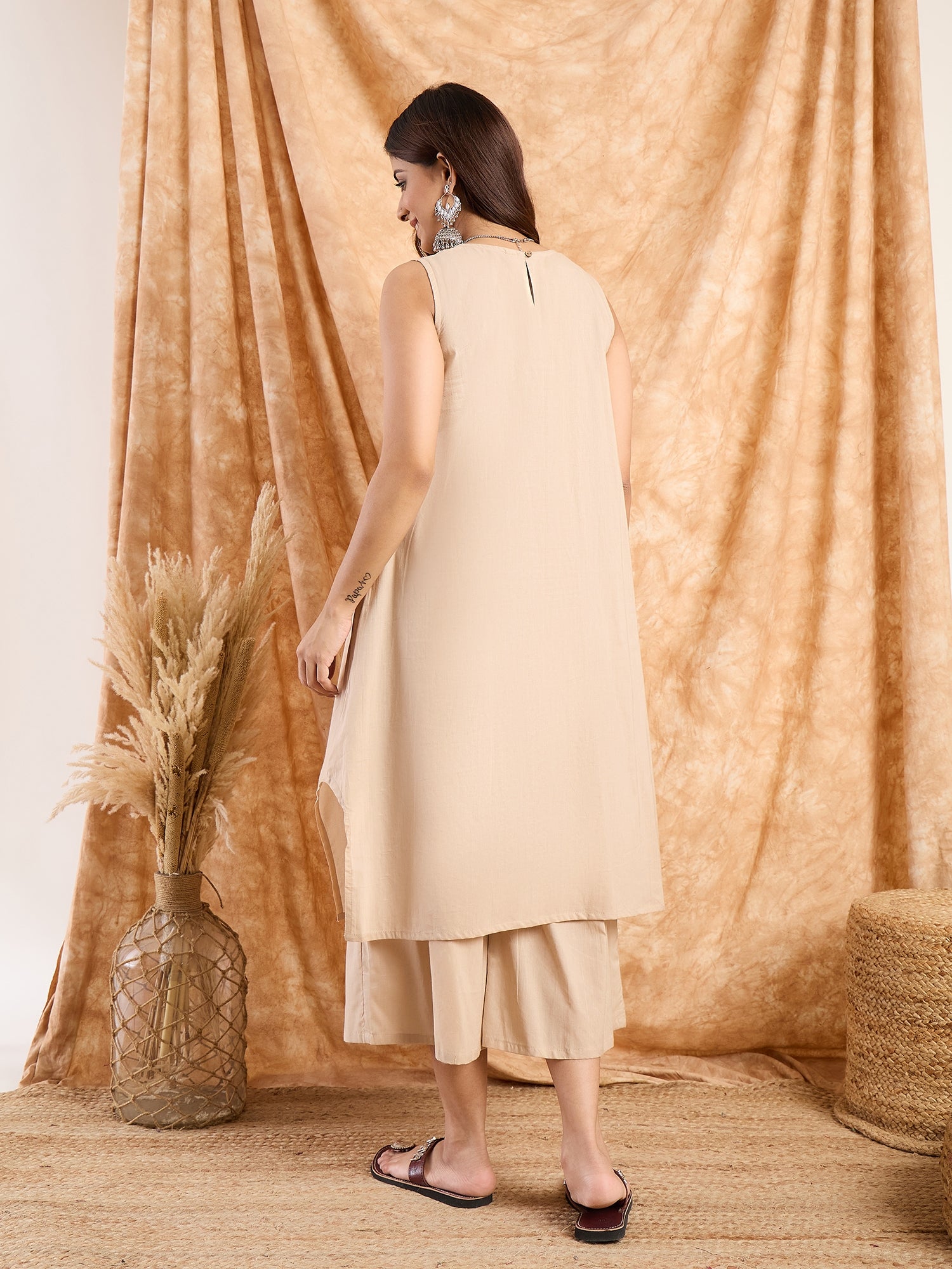 Beige Pastel Kurta Set