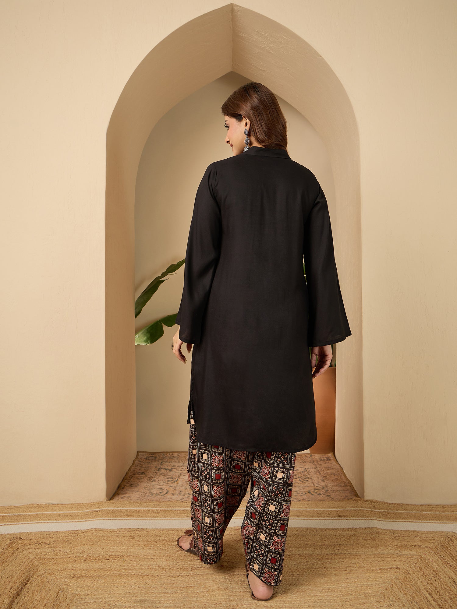 Black Kurta Black Rust Ethnic Salwar Set