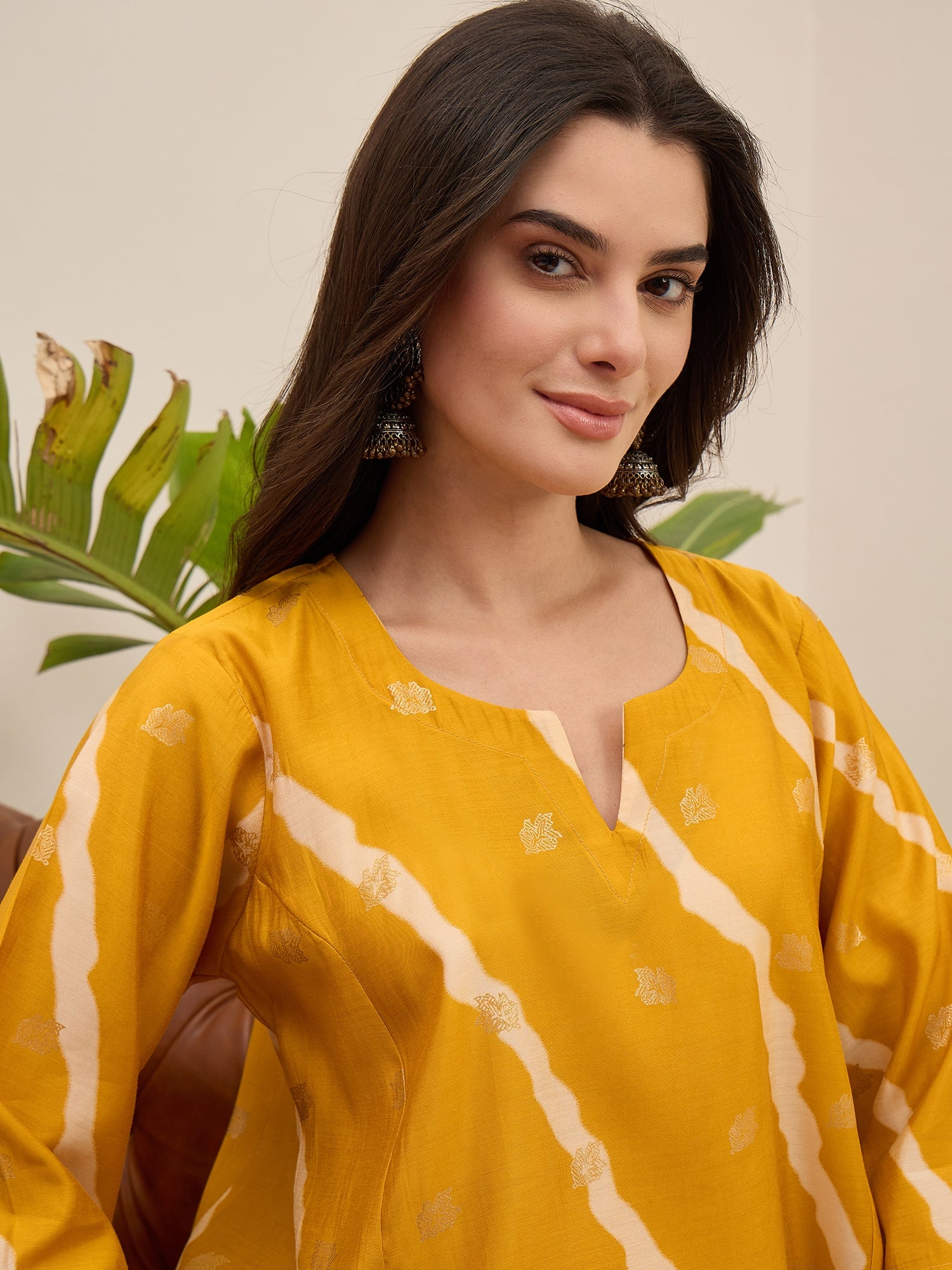 Yellow Lehariya Foil Kurta Salwar Set (To be dispatched in 7 -10 days)