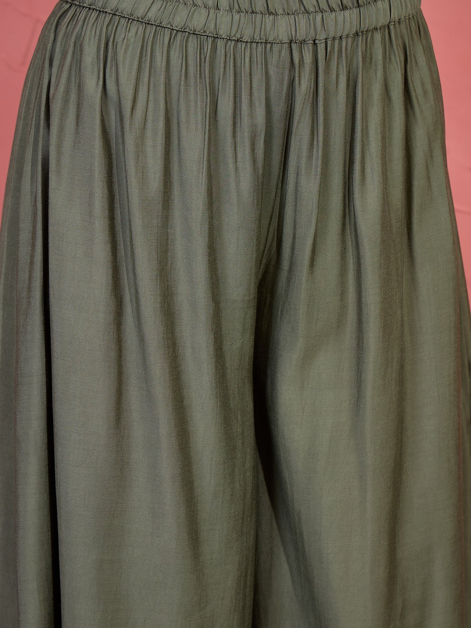 Fern Green Beige V Short Kurti Set (To be dispatched in 7 -10 days)