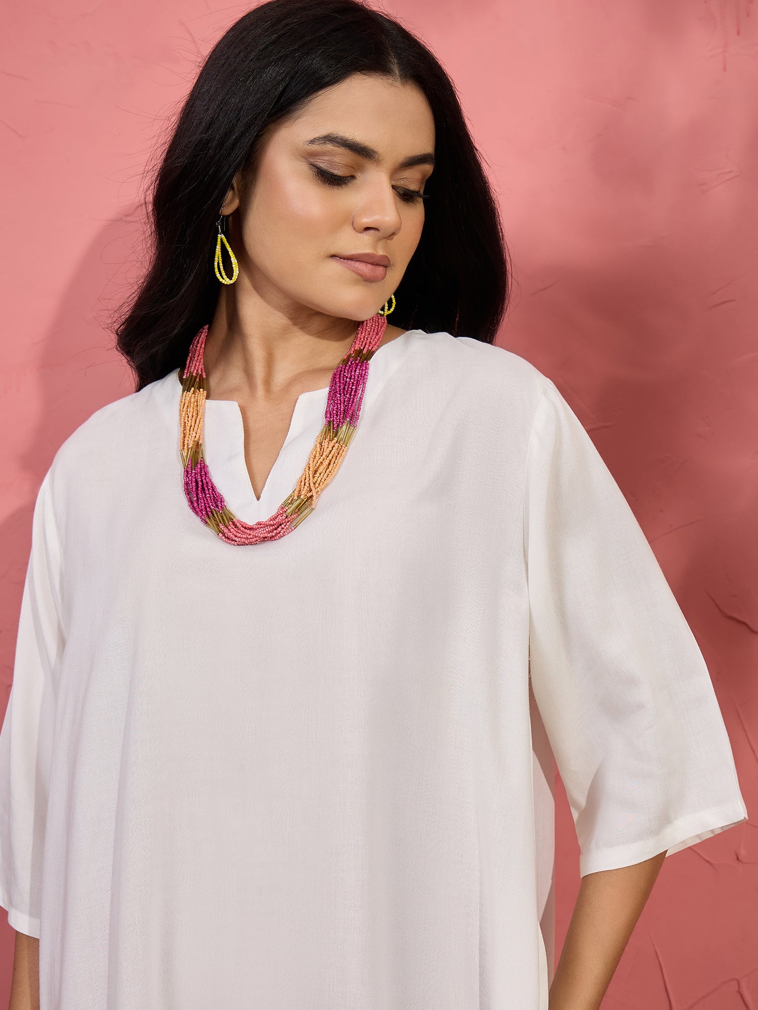 White V Short Kurti Pink Sharara Set (To be dispatched in 7 -10 days)