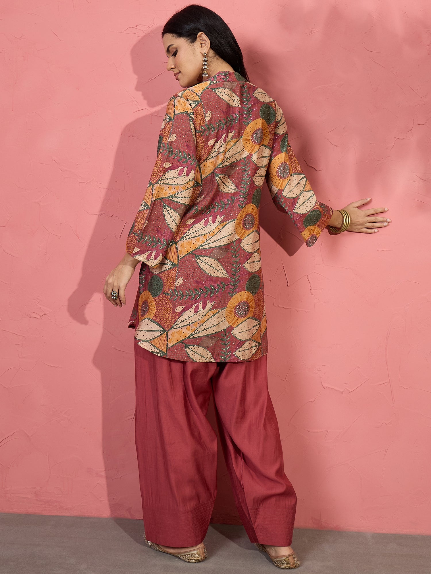 Dull Rust Botanical Motif Salwar Set (To be dispatched in 7 -10 days)