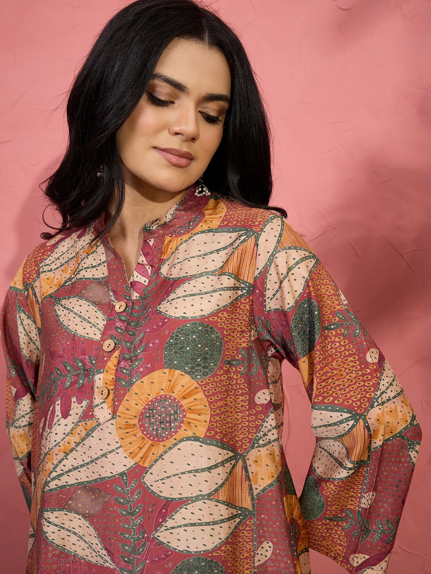 Dull Rust Botanical Motif Salwar Set (To be dispatched in 7 -10 days)