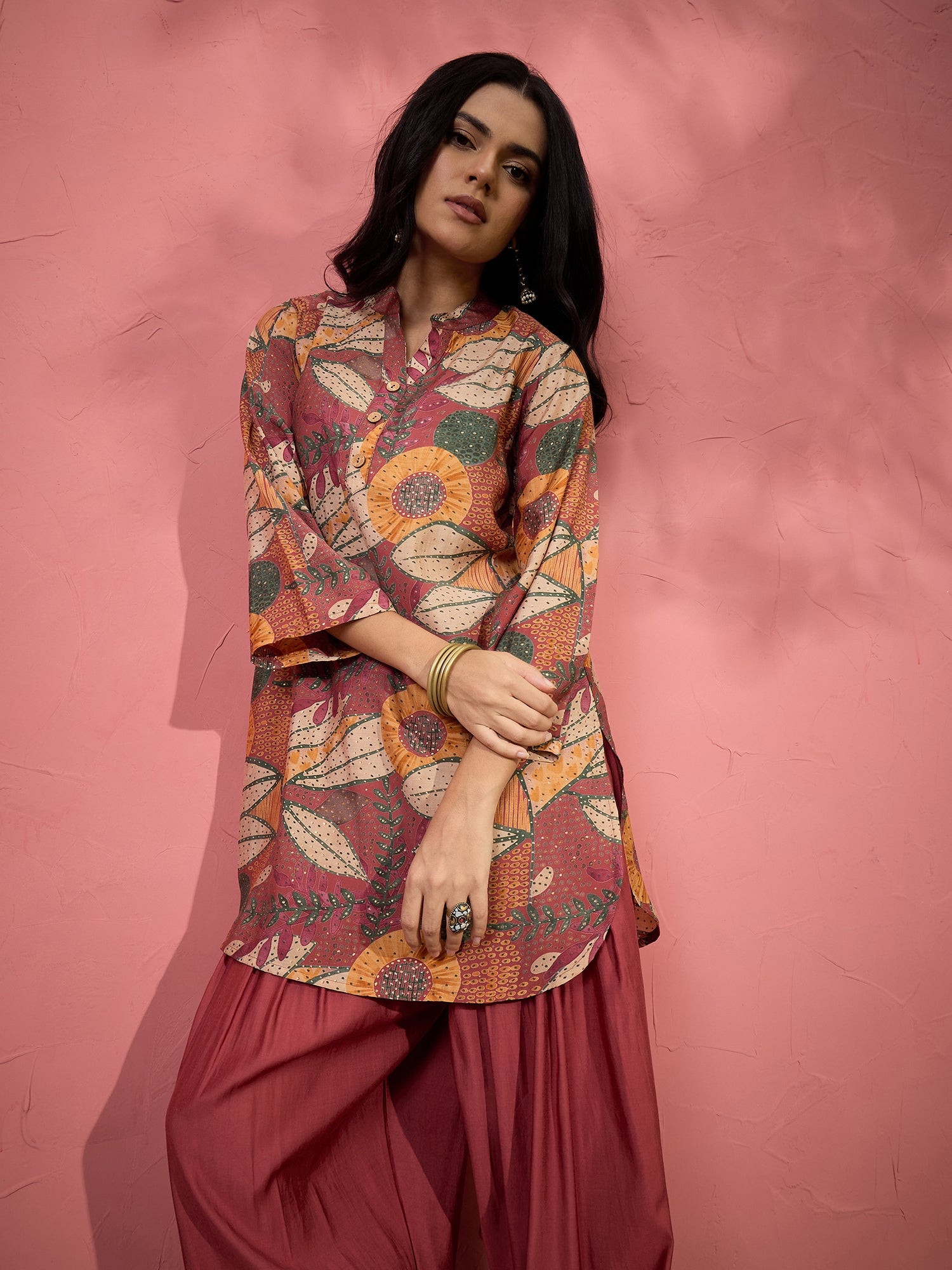 Dull Rust Botanical Motif Salwar Set (To be dispatched in 7 -10 days)