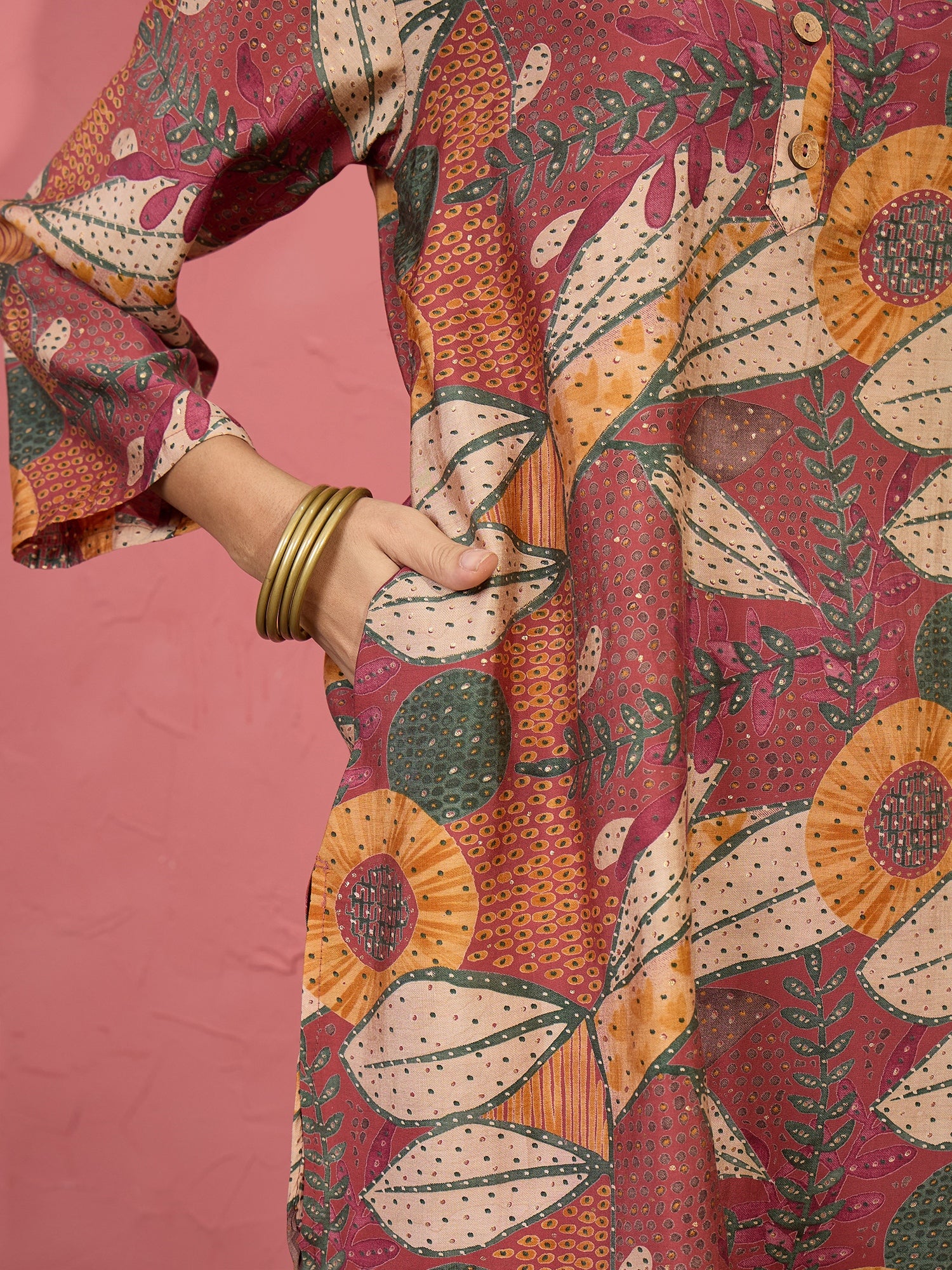 Dull Rust Botanical Motif Salwar Set (To be dispatched in 7 -10 days)