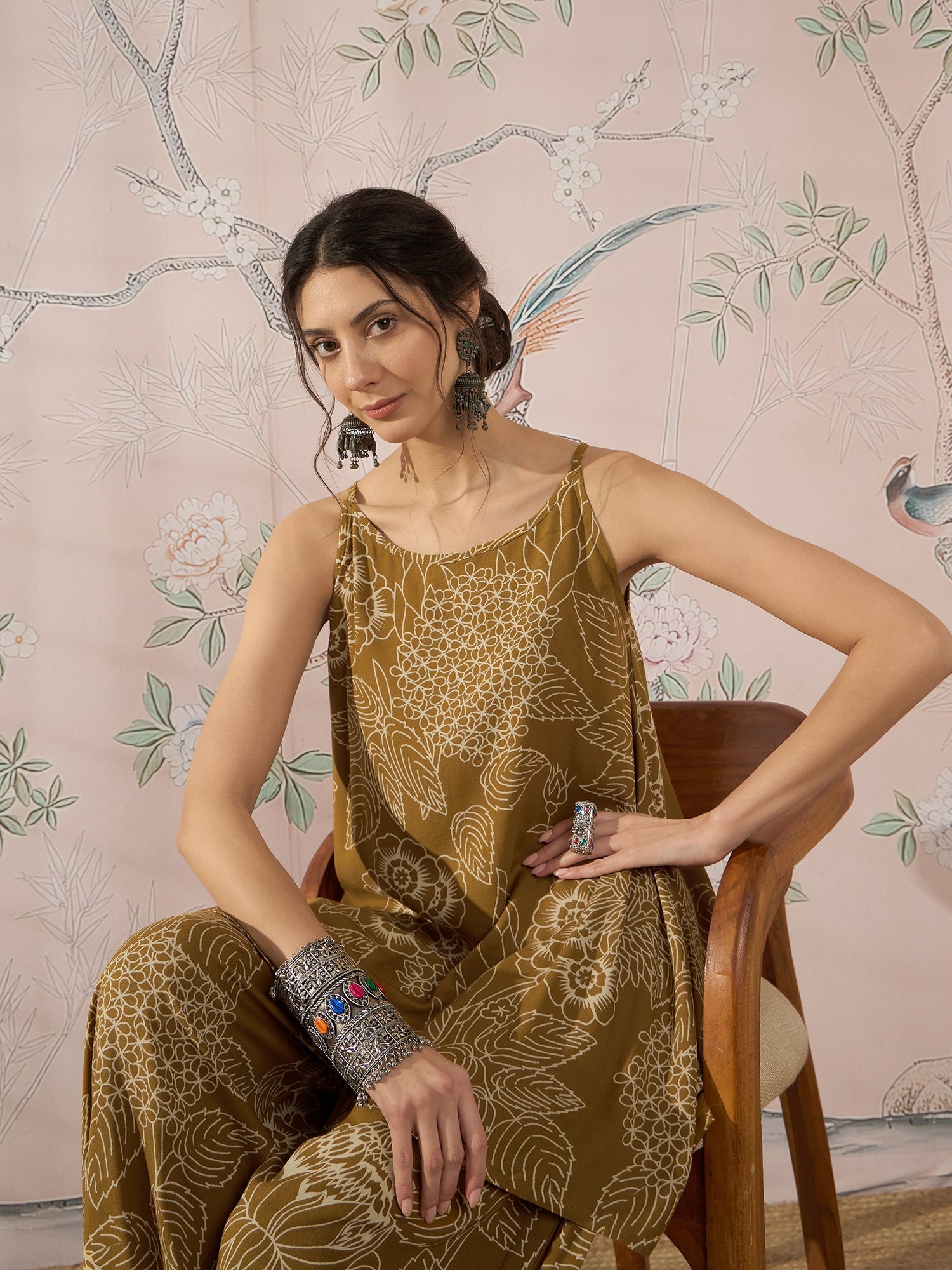 DARK YELLOW ROSE LEAF STRAPPY SET