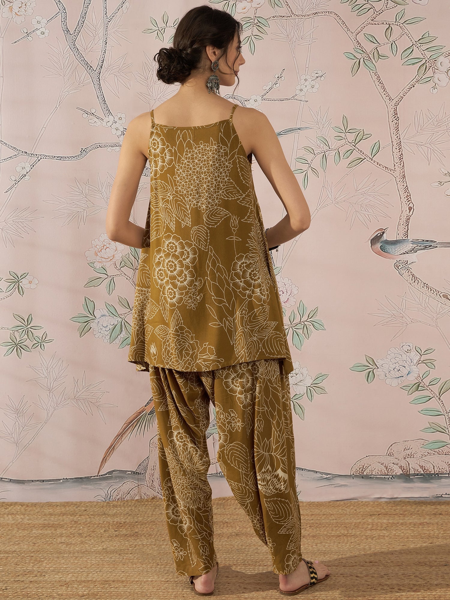 DARK YELLOW ROSE LEAF STRAPPY SET